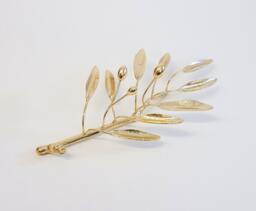 Gold Olive Branch Sculpture, Greek Mythology Decor, Bronze Athena Gift - thumbnail 1