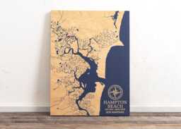 Hampton Beach, New Hampshire Map - Engraved Wood Coastal Chart Wall Art Sign, Beach Home Decor Nautical Print, Unique Personalized Gift - thumbnail 1