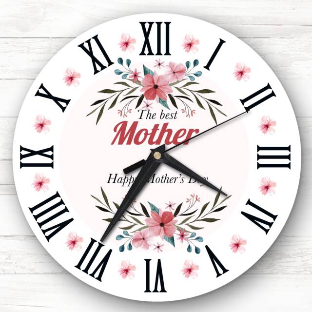 Pink Floral The Best Mother Mother's Day Gift Personalised Clock - image 1