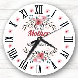 Pink Floral The Best Mother Mother's Day Gift Personalised Clock - thumbnail 1