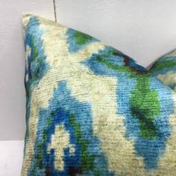 Silk Ikat Pillow Cover 16x16 - Handwoven Accent Velvet - thumbnail 3