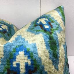 Silk Ikat Pillow Cover 16x16 - Handwoven Accent Velvet - thumbnail 2