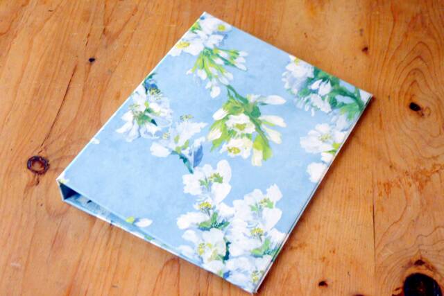 Handmade A4 Ring Binder Orchard Blossom Sky, Floral Stationery - image 1