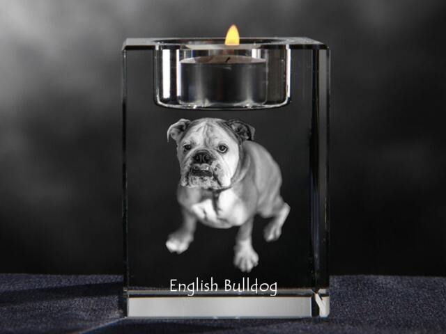 Bulldog, English Crystal Candlestick With Dog, Souvenir, Decoration, Limited Edition, Collection - image 1