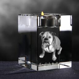 Bulldog, English Crystal Candlestick With Dog, Souvenir, Decoration, Limited Edition, Collection - thumbnail 2