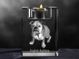 Bulldog, English Crystal Candlestick With Dog, Souvenir, Decoration, Limited Edition, Collection - thumbnail 1