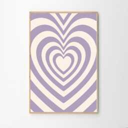 Purple Heart Art Poster, Trendy Wall Art, Apartment Aesthetic Decor, Retro Home Print, Printed Gift - thumbnail 2