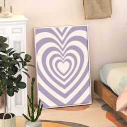 Purple Heart Art Poster, Trendy Wall Art, Apartment Aesthetic Decor, Retro Home Print, Printed Gift - thumbnail 3