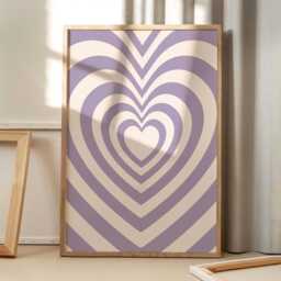 Purple Heart Art Poster, Trendy Wall Art, Apartment Aesthetic Decor, Retro Home Print, Printed Gift - thumbnail 1
