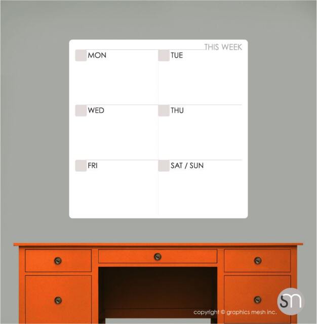 M O D Weekly Calendar Dry Erase Decal - Erasable Surface Wall Decals By Graphicsmesh - image 1