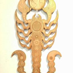Scorpio Zodiac Wood Wall Art Chakra, Flower Of Life, Sacred Geometry - thumbnail 2