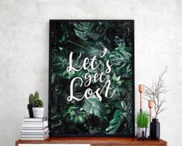 Let's Get Lost Printed Poster Quote Monstera Art Green Leaves Wall Decor Nature Print Decoration Jungle Plant Plants Leaf A3 - thumbnail 1