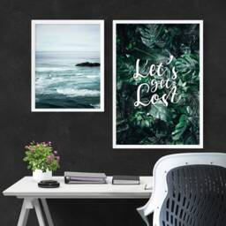 Let's Get Lost Printed Poster Quote Monstera Art Green Leaves Wall Decor Nature Print Decoration Jungle Plant Plants Leaf A3 - thumbnail 2