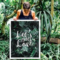 Let's Get Lost Printed Poster Quote Monstera Art Green Leaves Wall Decor Nature Print Decoration Jungle Plant Plants Leaf A3 - thumbnail 3