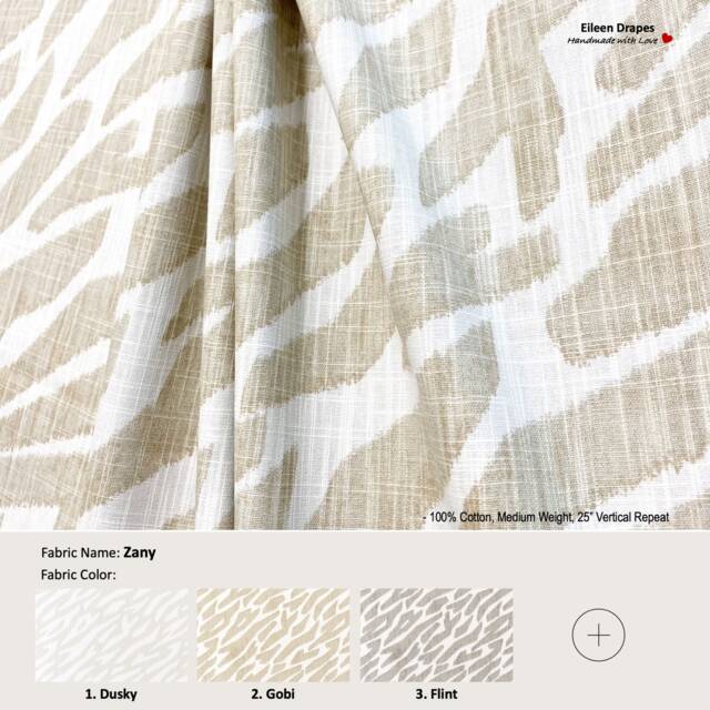 Zany 6 Colors Dusky Gobi Flint Mineral Blue Fusion Ink Animal Zebra Cotton Curtain, Valance Pleated, Lined Drapery Offered As Upgrades - image 1