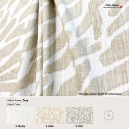 Zany 6 Colors Dusky Gobi Flint Mineral Blue Fusion Ink Animal Zebra Cotton Curtain, Valance Pleated, Lined Drapery Offered As Upgrades - thumbnail 1