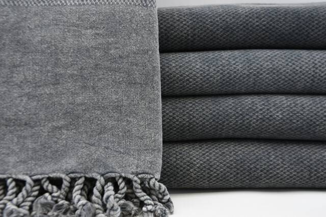 "stone Washed Towel, Turkish Towel, Black Towel, 33""x65" - image 1