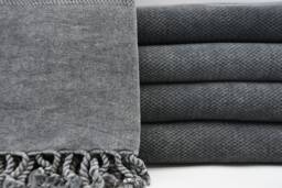 "stone Washed Towel, Turkish Towel, Black Towel, 33""x65" - thumbnail 1