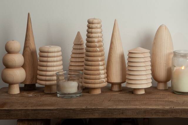Wooden Christmas Tree Set Scandinavian Rustic Holiday Decor - image 1