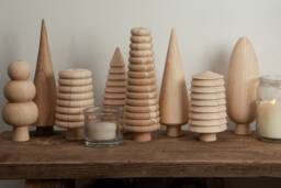 Wooden Christmas Tree Set Scandinavian Rustic Holiday Decor