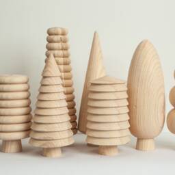 Wooden Christmas Tree Set Scandinavian Rustic Holiday Decor - thumbnail 2