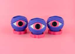 Retro Sci-Fi Space Age Planter - 3D Printed Alien Eye Pot W/Tray 4 - thumbnail 1