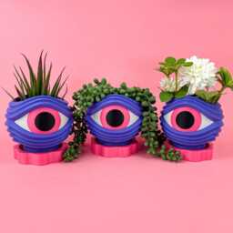 Retro Sci-Fi Space Age Planter - 3D Printed Alien Eye Pot W/Tray 4 - thumbnail 2