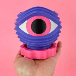 Retro Sci-Fi Space Age Planter - 3D Printed Alien Eye Pot W/Tray 4 - thumbnail 3