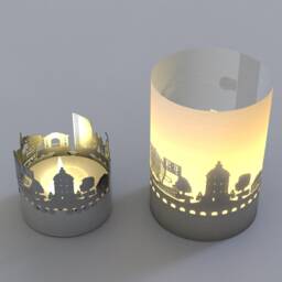 Mannheim Skyline Gift Tube Shadow Play Candle - Projection Silhouette Of Mannheim, Souvenir For Fans, Unique Room Decoration - thumbnail 3