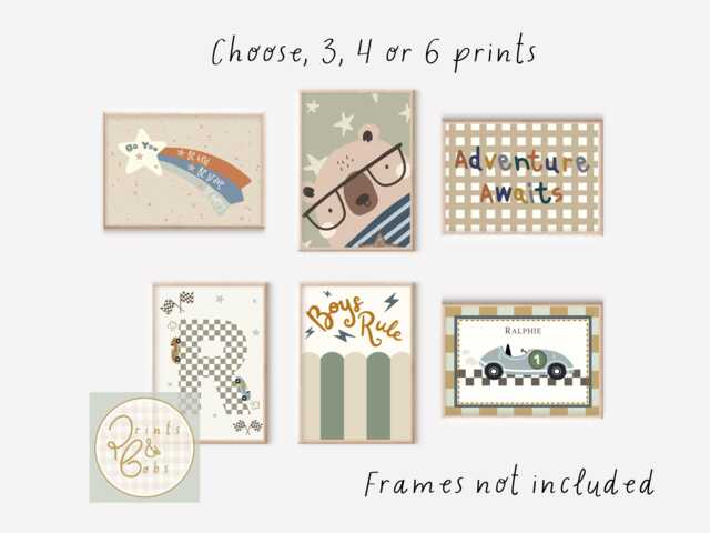 Muted & Neutral Boys Prints. Perfect For A Playroom, Nursery Or Bedroom - Unframed - image 1