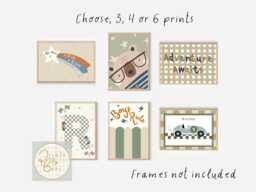 Muted & Neutral Boys Prints. Perfect For A Playroom, Nursery Or Bedroom - Unframed - thumbnail 1