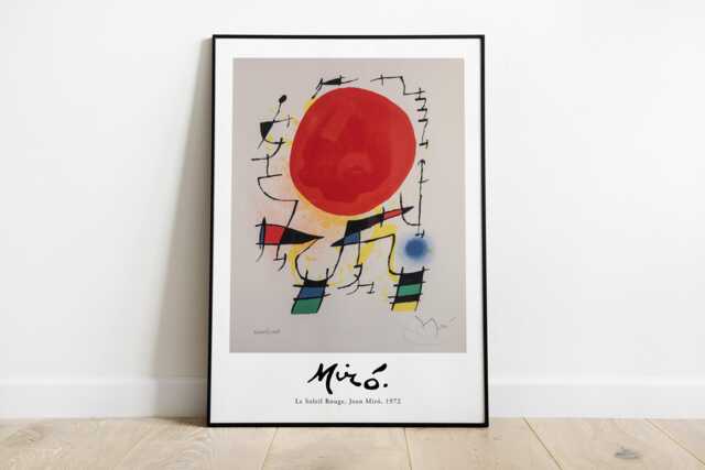 Joan Mir?? Soleil Rouge Wall Art - Framed Canvas - image 1