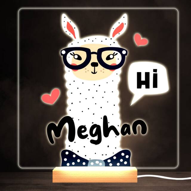Lama Wearing Glasses Colourful Square Personalised Gift Lamp Night Light - Bedroom - image 1