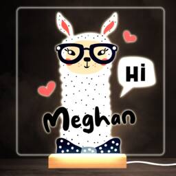 Lama Wearing Glasses Colourful Square Personalised Gift Lamp Night Light - Bedroom - thumbnail 1