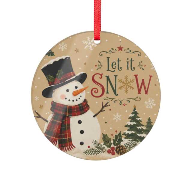 Let It Snow Snowman Acrylic Ornament - Christmas Holiday Decoration - image 1