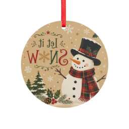 Let It Snow Snowman Acrylic Ornament - Christmas Holiday Decoration - thumbnail 2