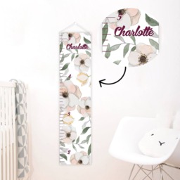 Growth Chart - Ruler Canvas Kids Chart Custom Height Ruler -Nursery -Baby Girl Nursery -Floral - thumbnail 3