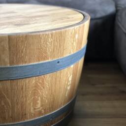 Wine Barrel Coffee Table With Wooden Lid Oiled - thumbnail 2