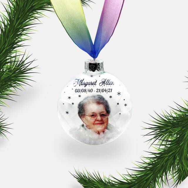 Personalised Memorial Photo Christmas Bauble - Gift Xmas Ornament - image 1