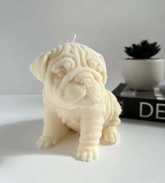 Large Pug Dog Candle - Home Decor Lovers Soy Wax - image 1