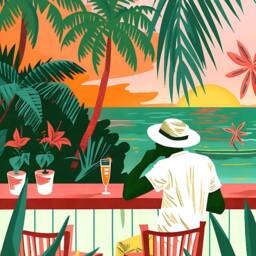 Antigua Travel Poster, Tropical Art Print Wall Decor Caribbean - thumbnail 2