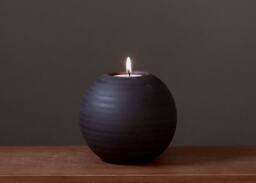 Ball Tealight. Tealight. Ceramic. 10 cm. Black. Ball. Candlestick - thumbnail 1