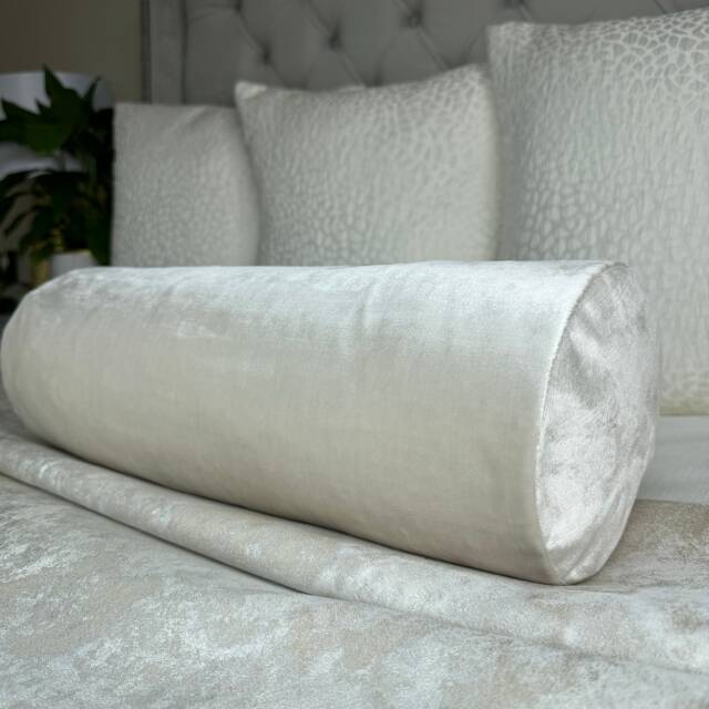 "Luxury Velvet Cushion Bolster For Sofa Or Bed, Accent Pillow 16""x6" - image 1