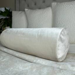 "Luxury Velvet Cushion Bolster For Sofa Or Bed, Accent Pillow 16""x6" - thumbnail 1