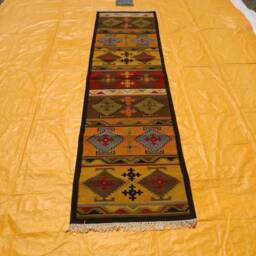 Geometric Wool Jute Runner Rug Colorful Rainbow Navajo Kilim Modern Farmhouse Stairway Traditional Large Area Office Entryway Rug - thumbnail 2