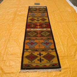 Geometric Wool Jute Runner Rug Colorful Rainbow Navajo Kilim Modern Farmhouse Stairway Traditional Large Area Office Entryway Rug - thumbnail 3