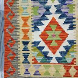 Runner Rug Classic, Handmade Artisan Afghan Turkish, Scandinavian, Navajo, Bohemian, Wool Flatweave Multicolour Kilim 203x70 cm - thumbnail 4