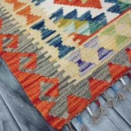 Runner Rug Classic, Handmade Artisan Afghan Turkish, Scandinavian, Navajo, Bohemian, Wool Flatweave Multicolour Kilim 203x70 cm - thumbnail 2