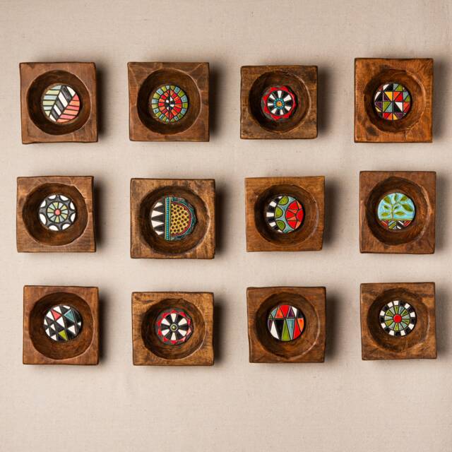 Ceramic Wall Art, Handmade Tile Framed - Choose From 12 Patterns Sculpture - Arizona - image 1