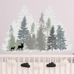 Tree Forest Wall Decals - Sticker Nursery Decal Kids Room Decor Deer Animal Vinyl R96 - thumbnail 3